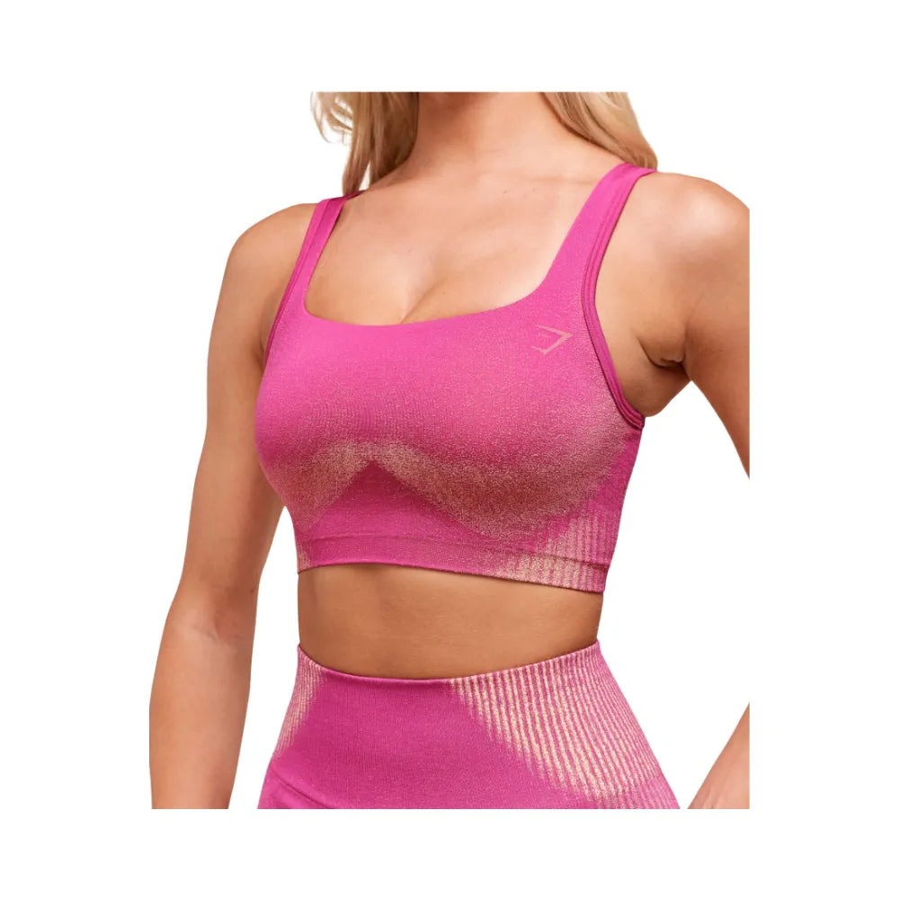 Gymshark Diffuse Seamless Sports Bra - Light Support Winning Pink/Refresh Yellow