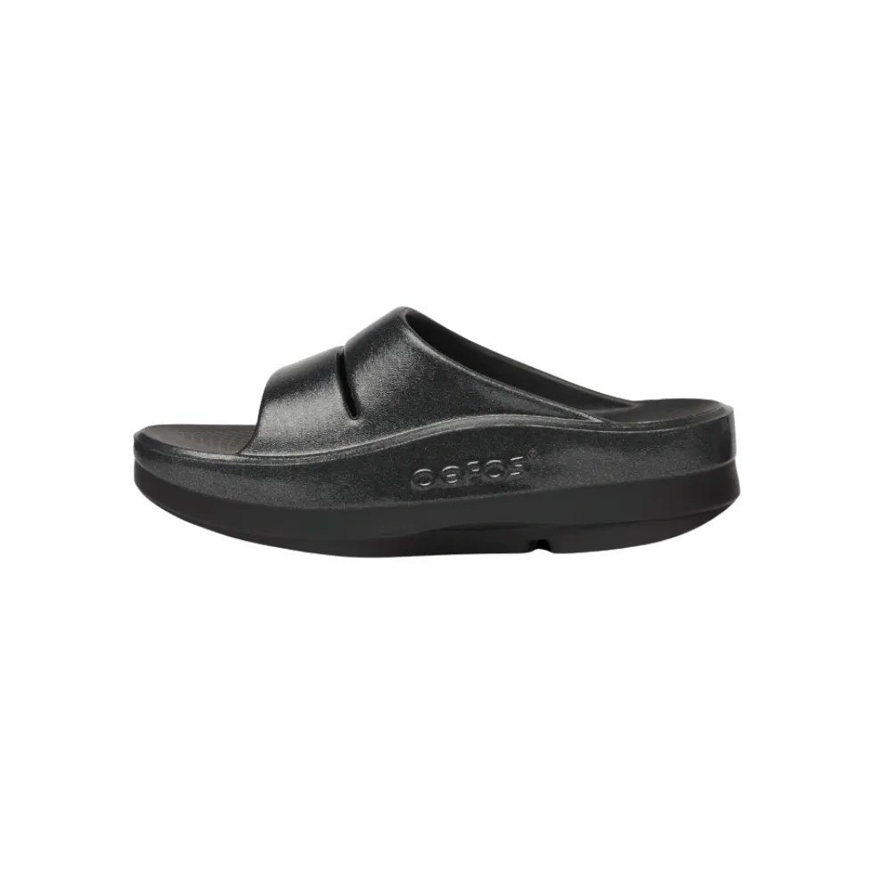 Oofos OOmega OOahh Stacked Sandal - Black Sparkle