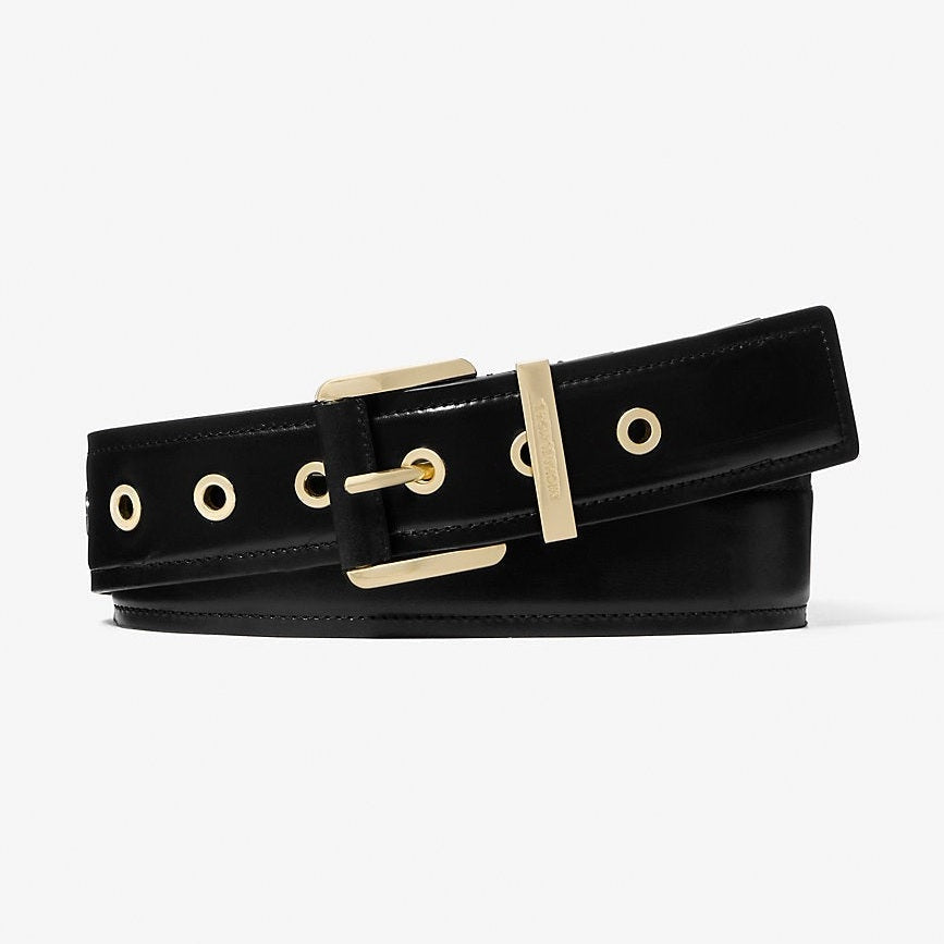 Michael Kors Colby Leather Belt Black-Gold