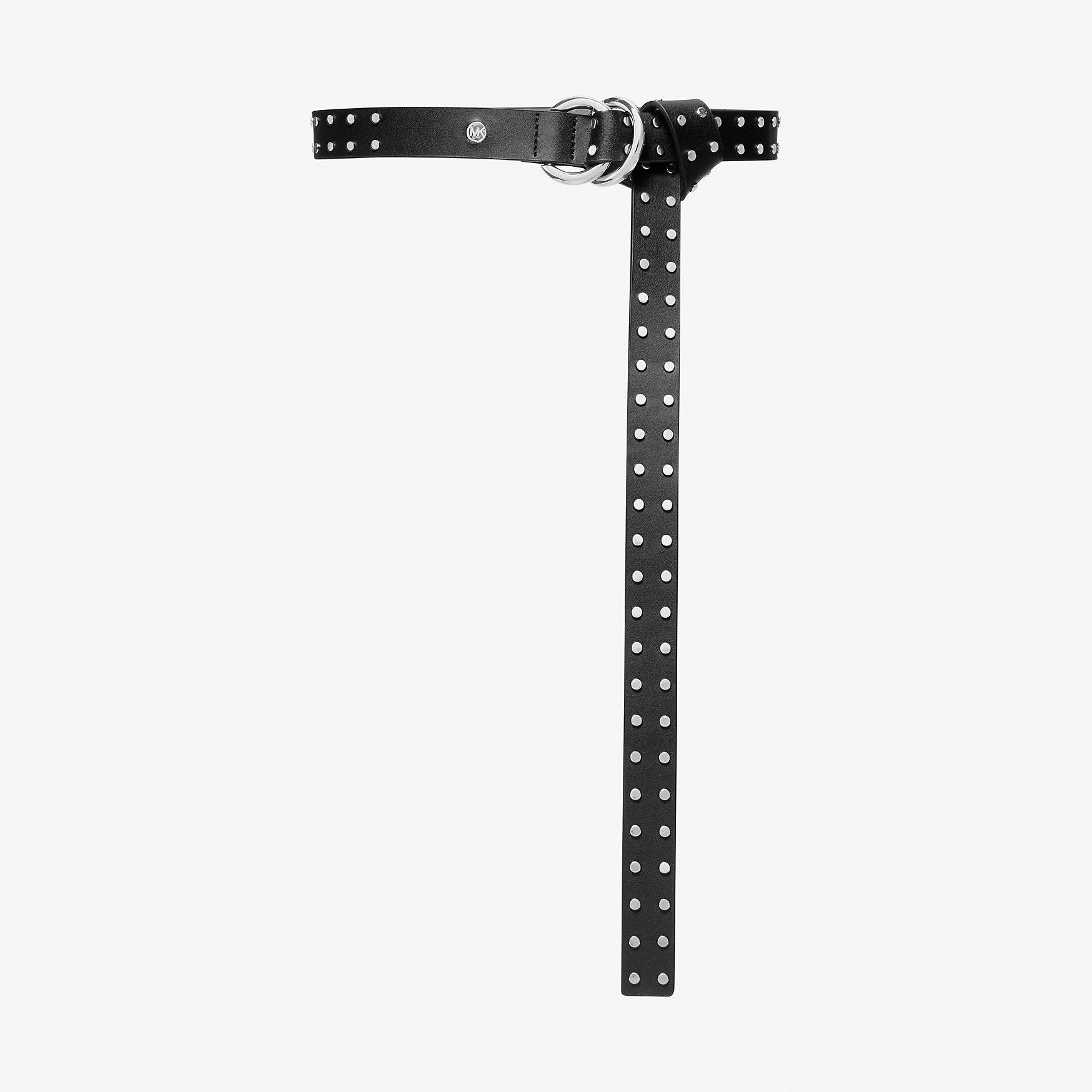 Michael Kors Studded Double Ring Belt Black-Silver