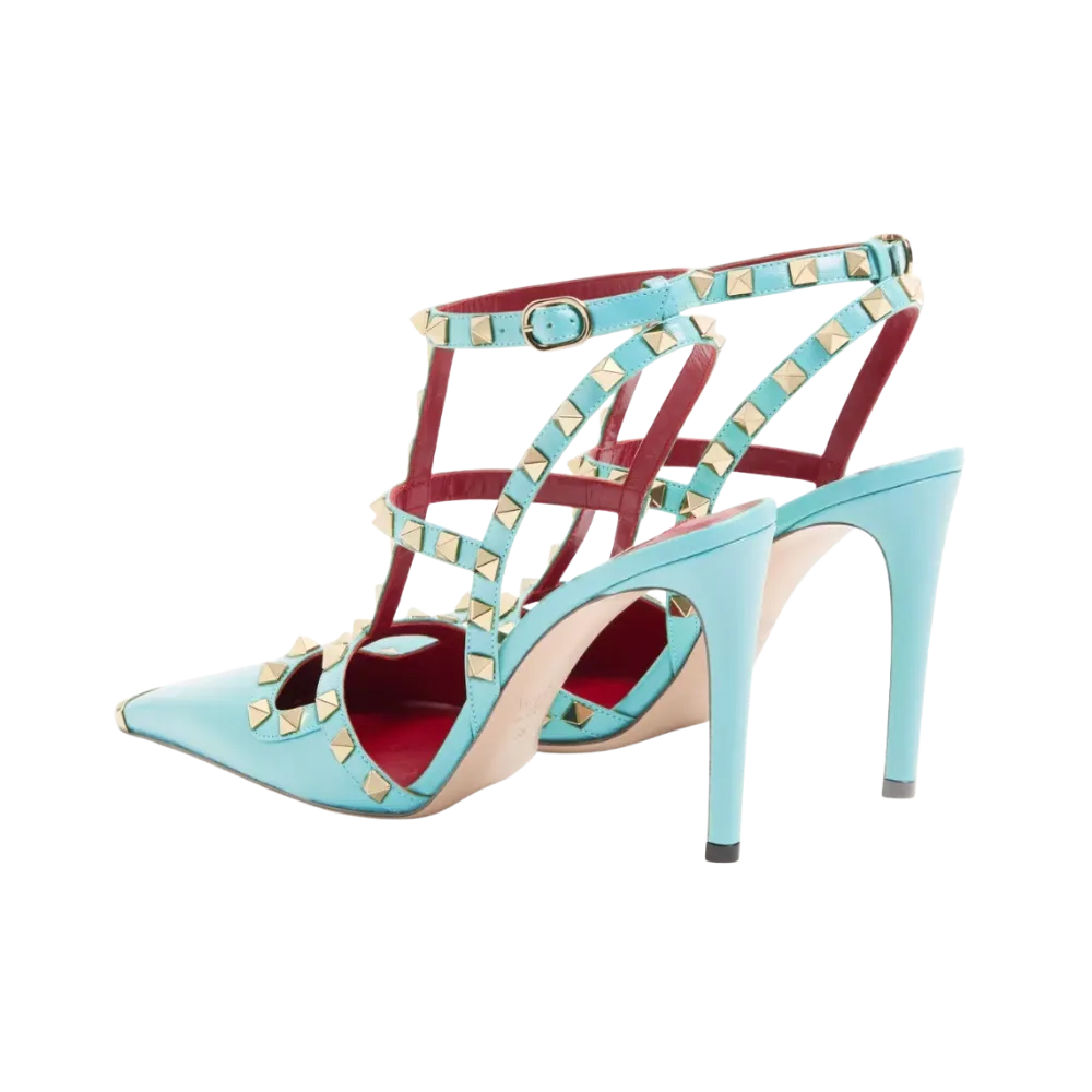 Valentino Rockstud Kidskin Pumps 100mm Azure
