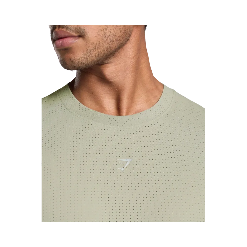 Gymshark Running T Shirt Slim Fit Chalk Green