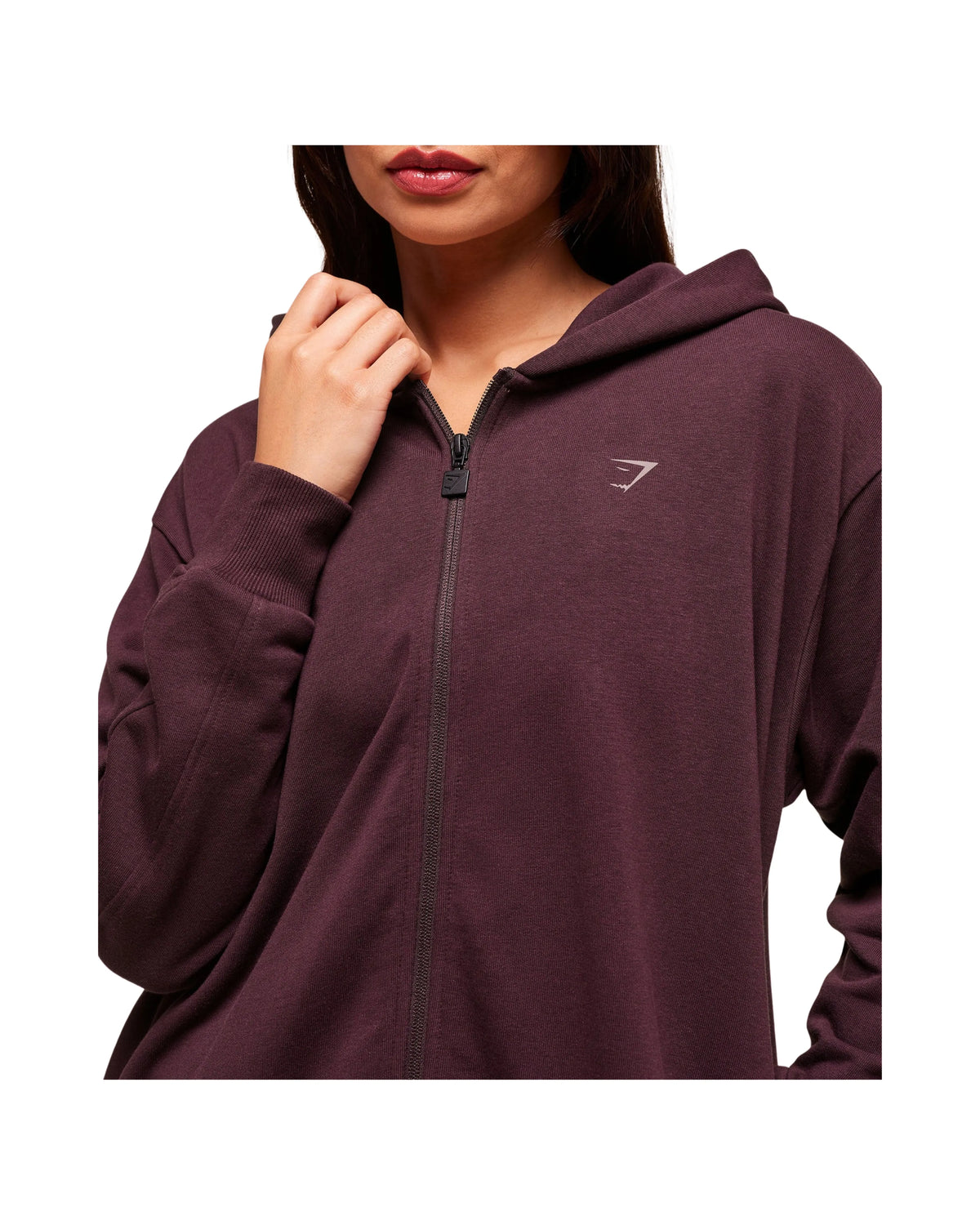 Gymshark Covered Longline Zip Up Hoodie oversized fit Cherry Purple