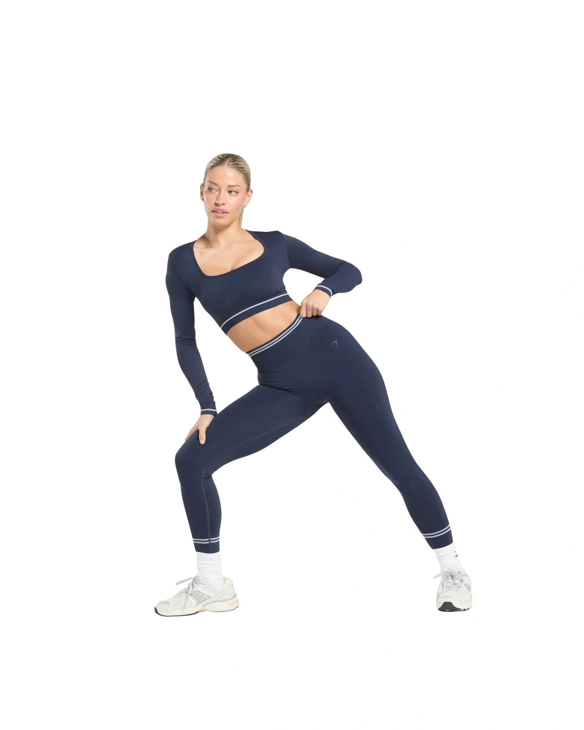Gymshark Contrast Seamless Crop Top Heavy Blue
