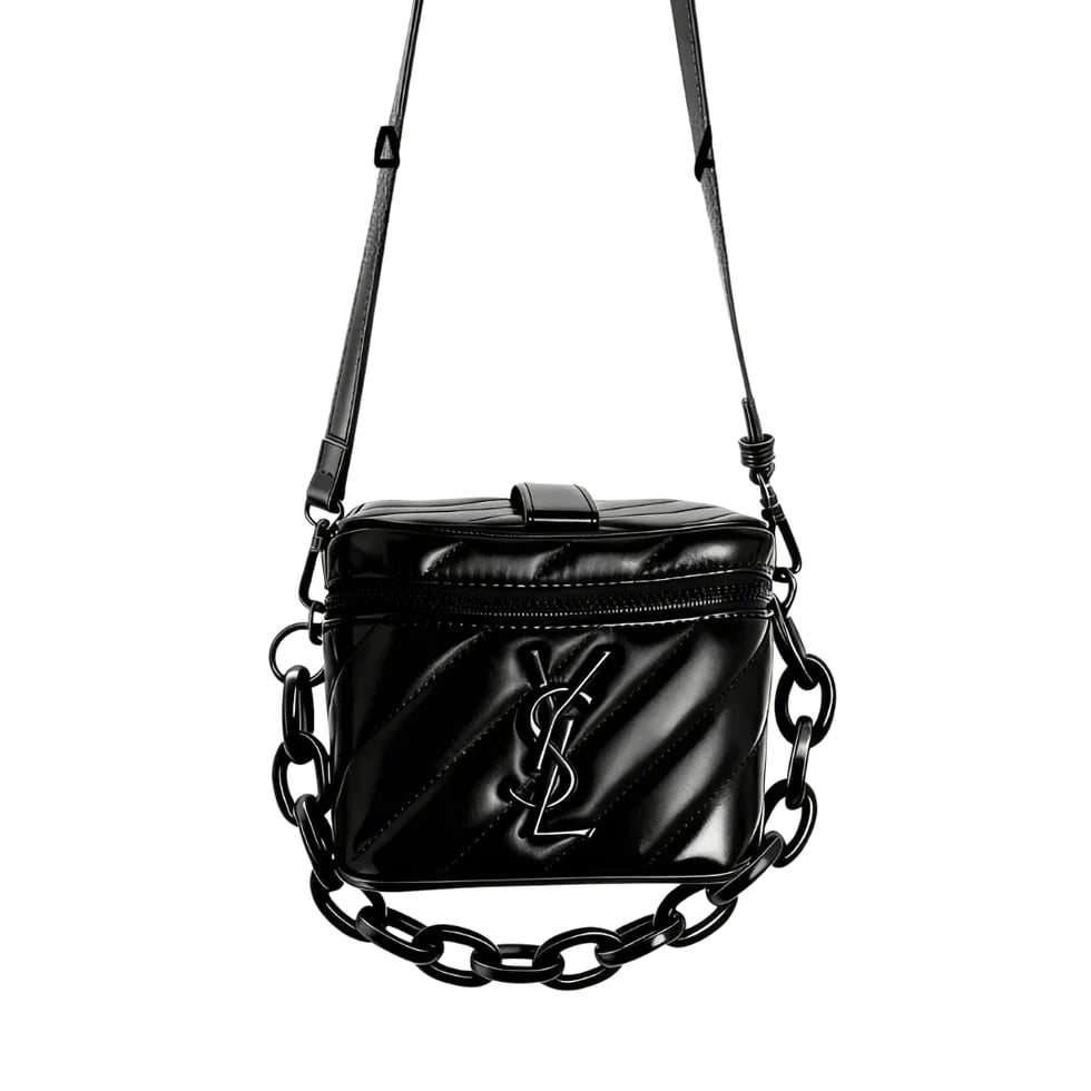 YSL Beauty Rectangular Quilted Cosmetic Bag - Black Logo