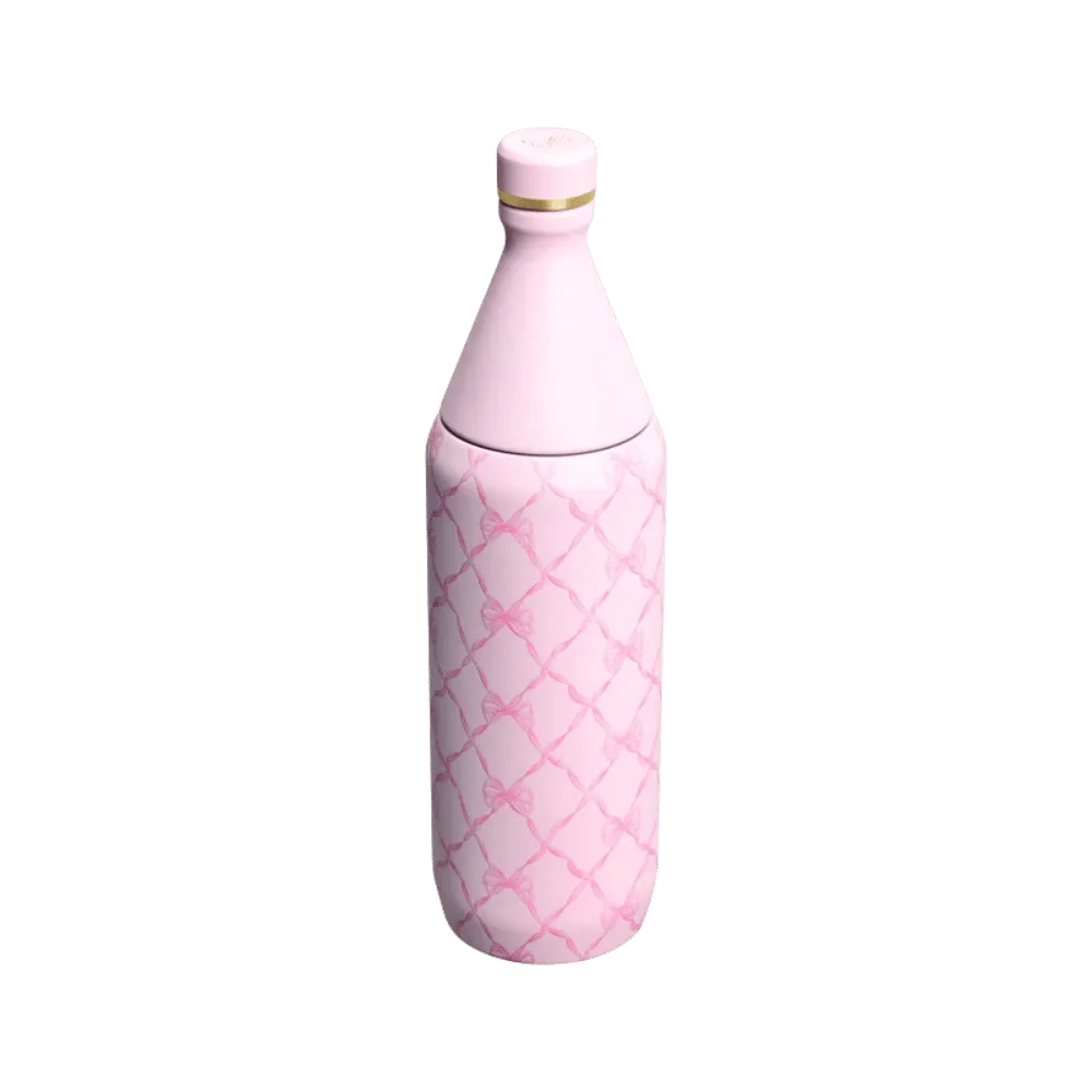 Stanley 1913 X Loveshackfancy Holiday All Day Slim Bottle Baby Bow Pink Peppermint 34 OZ