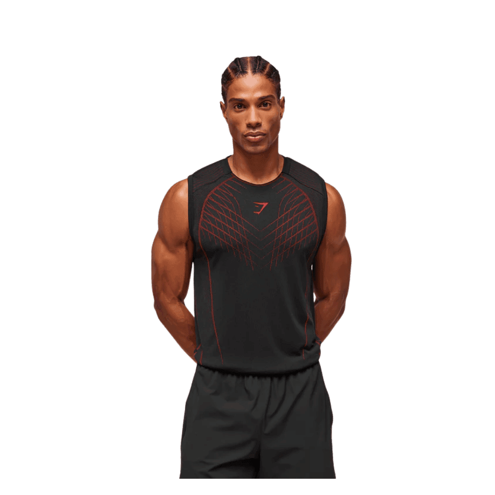 Gymshark Apex Seamless Tank Slim Fit Black/Carmine Red