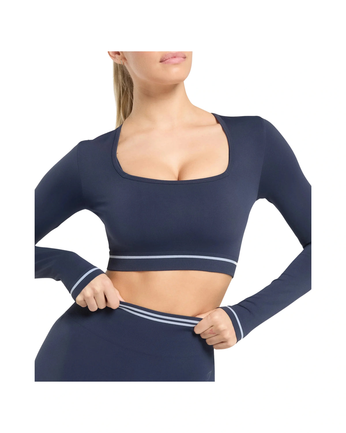 Gymshark Contrast Seamless Crop Top Heavy Blue