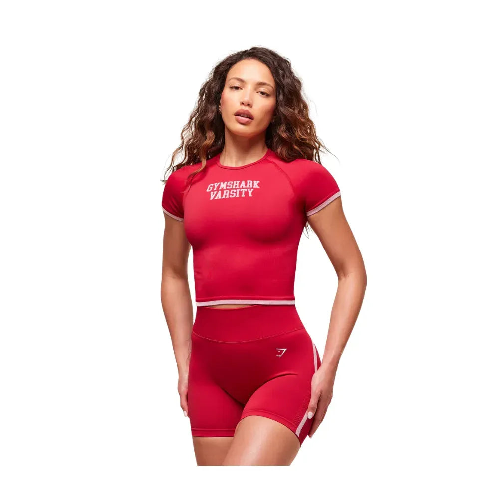 Gymshark Lift Varsity Seamless Midi T-Shirt Carmine Red
