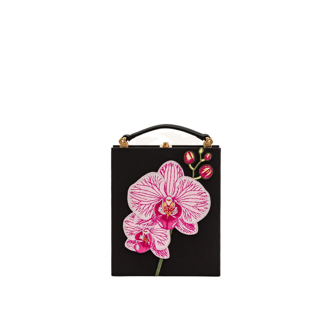 JW PEI Taya Orchid Motif Book Shape Clutch Bag - Black