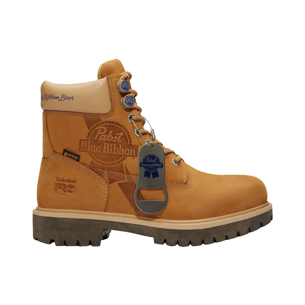Timberland Pro And Pabst Blue Ribbon Direct Attach 6" Soft Toe Waterproof Work Boot Wheat Nubuck Men'S