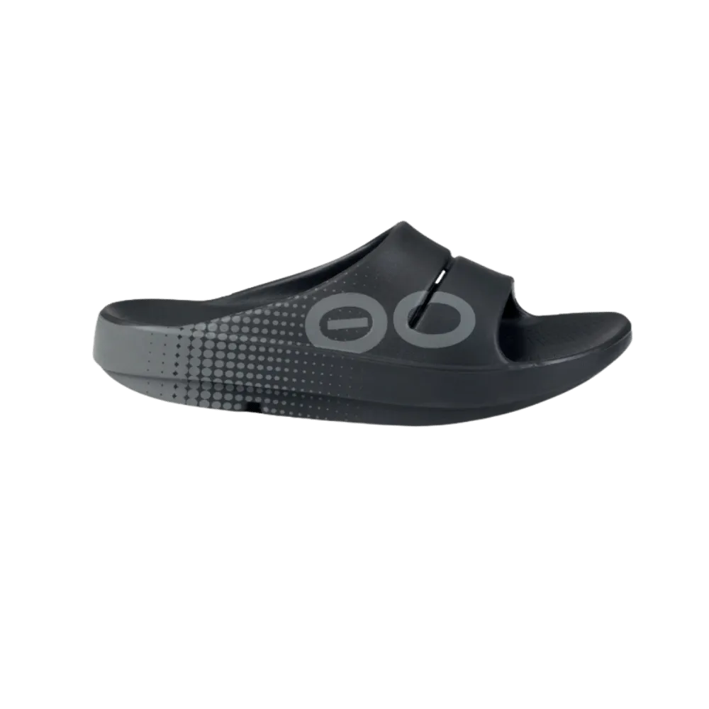 Oofos OOahh Sport Slide Sandal Black & Slate