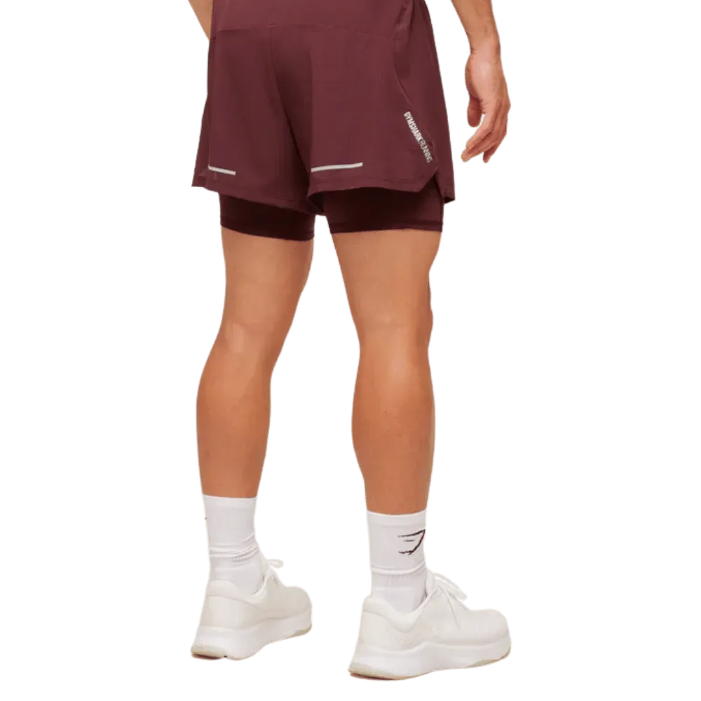 Gymshark Running 4" 2in1 Shorts Rich Maroon
