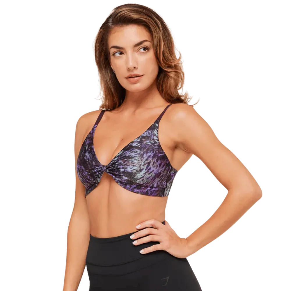 Gymshark Printed Twist Front Bralette Morning Blue