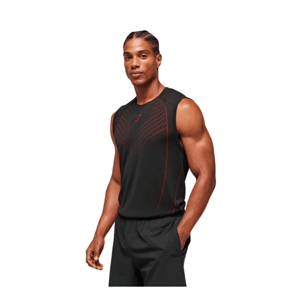 Gymshark Apex Seamless Tank Slim Fit Black/Carmine Red