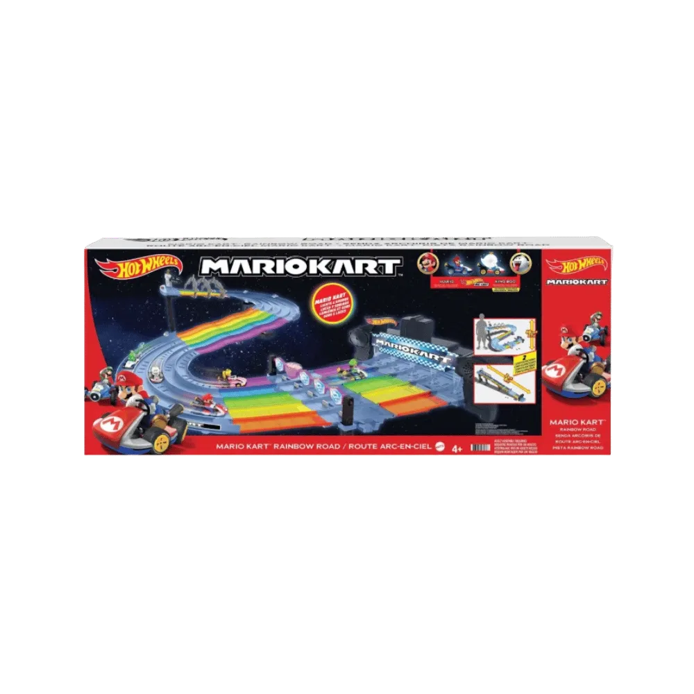 Hot Wheels Mario Kart Rainbow Road Raceway Set 1/64 Scale