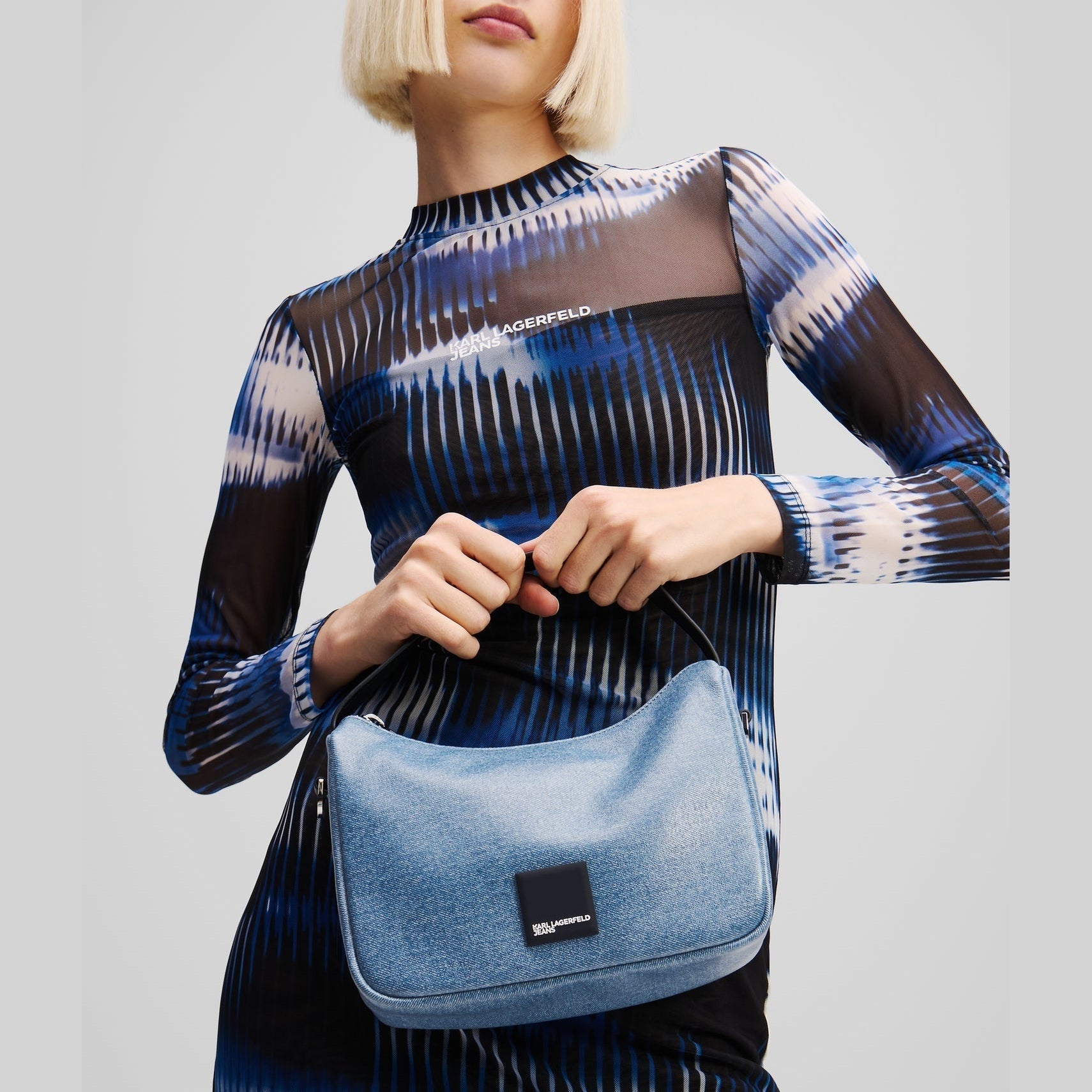 Karl Lagerfeld Klj Box Logo Coated Mini Hobo Bag Coated Blue
