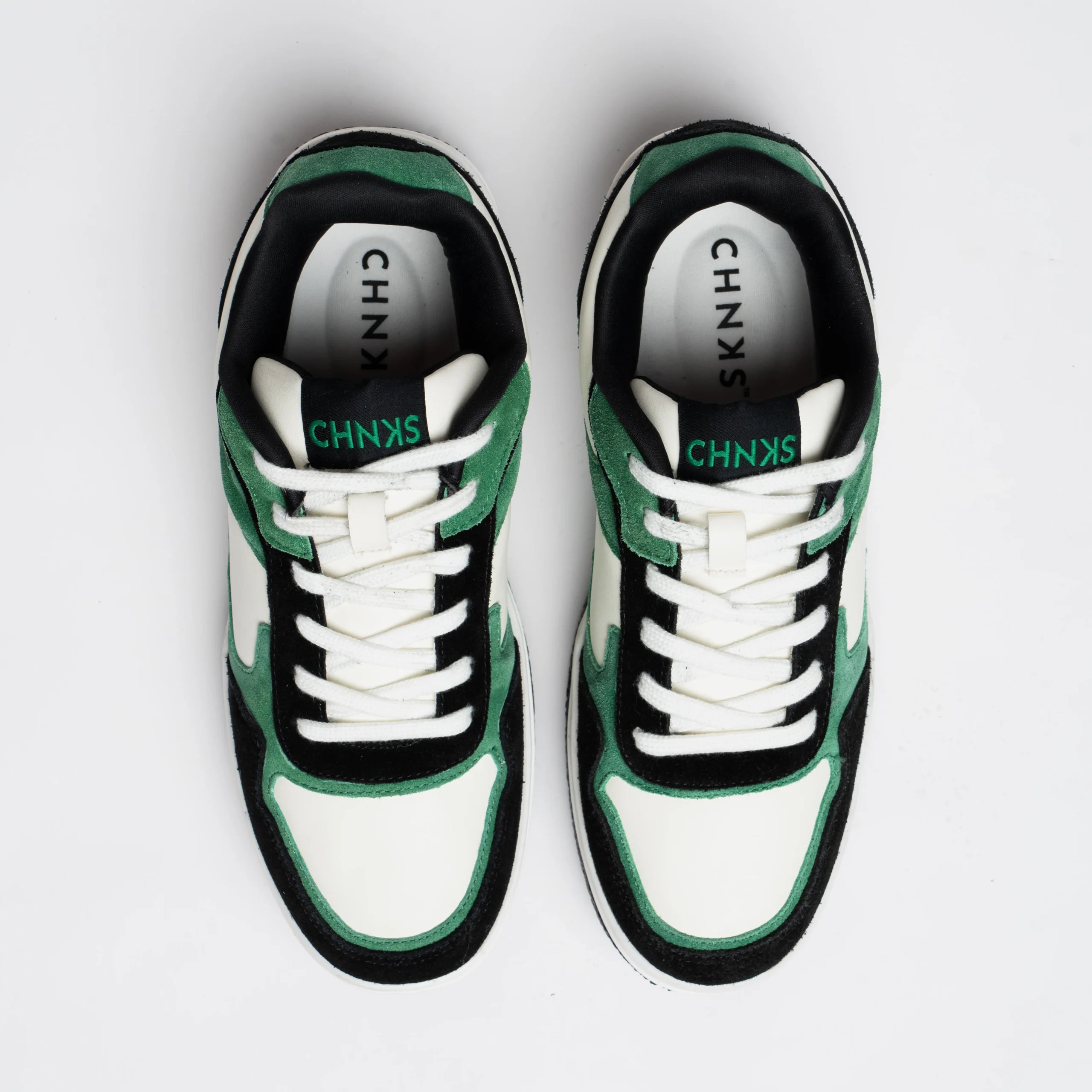 Top view of Matrix CHNKS sneakers – premium green sneakers for men with breathable mesh upper