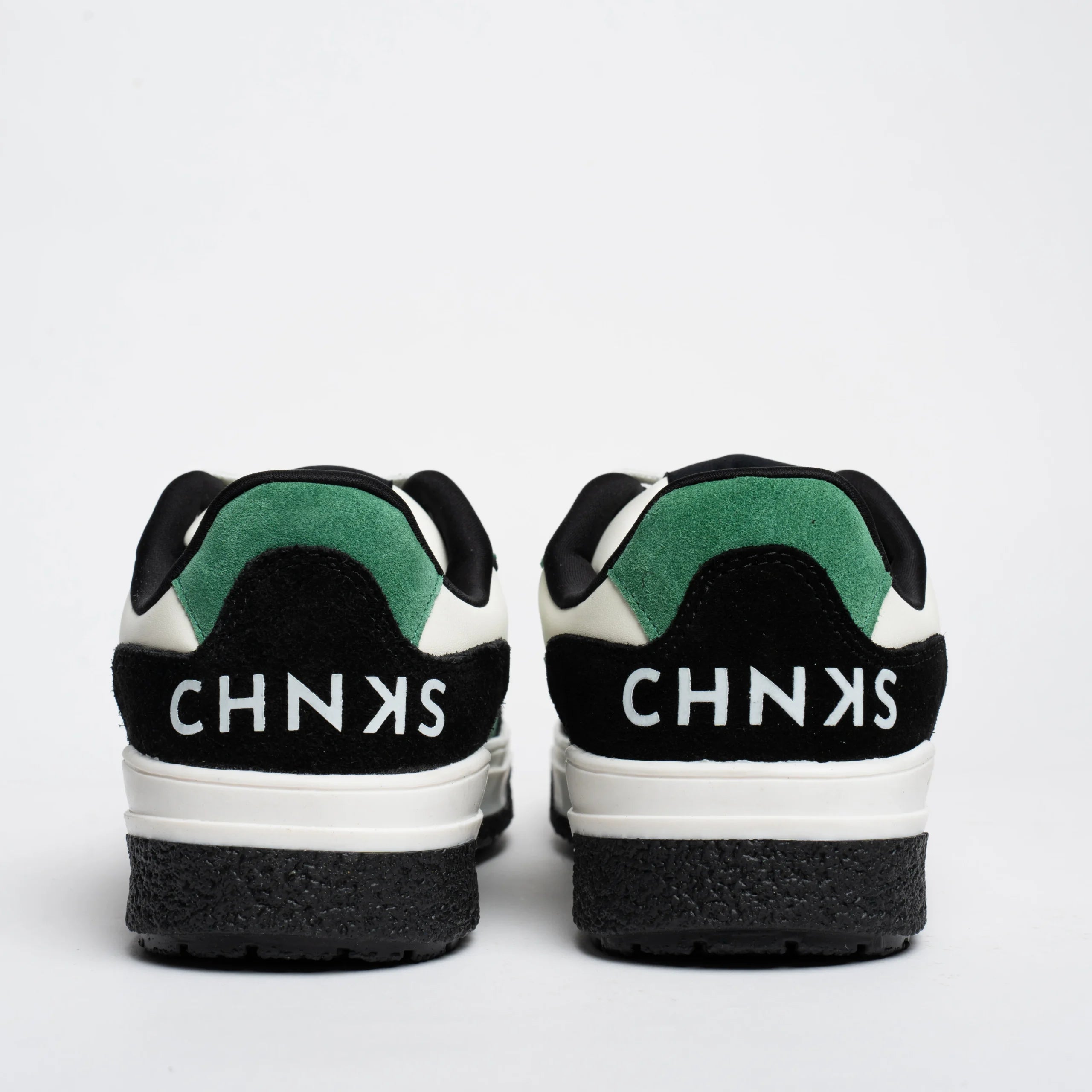 Back view of Matrix CHNKS sneakers with CHNKS logo – men’s green lifestyle sneakers