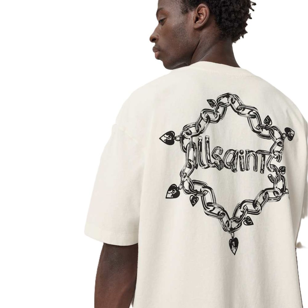 AllSaints Drip Short Sleeve Oversized T-Shirt – Chalk White