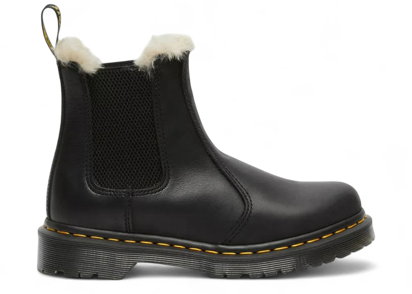 Dr. Martens 2976 Leonore Wyoming Faux Fur Lined Chelsea Boot Black Womens