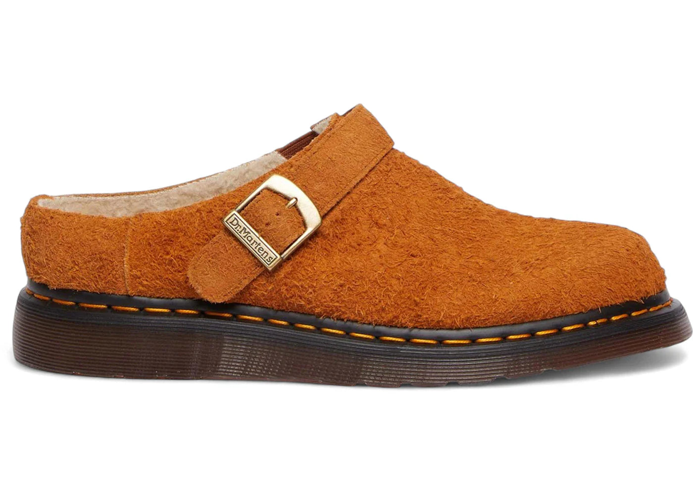 Dr. Martens Isham Faux Shearling Lined Suede Slingback Mules Pecan Brown