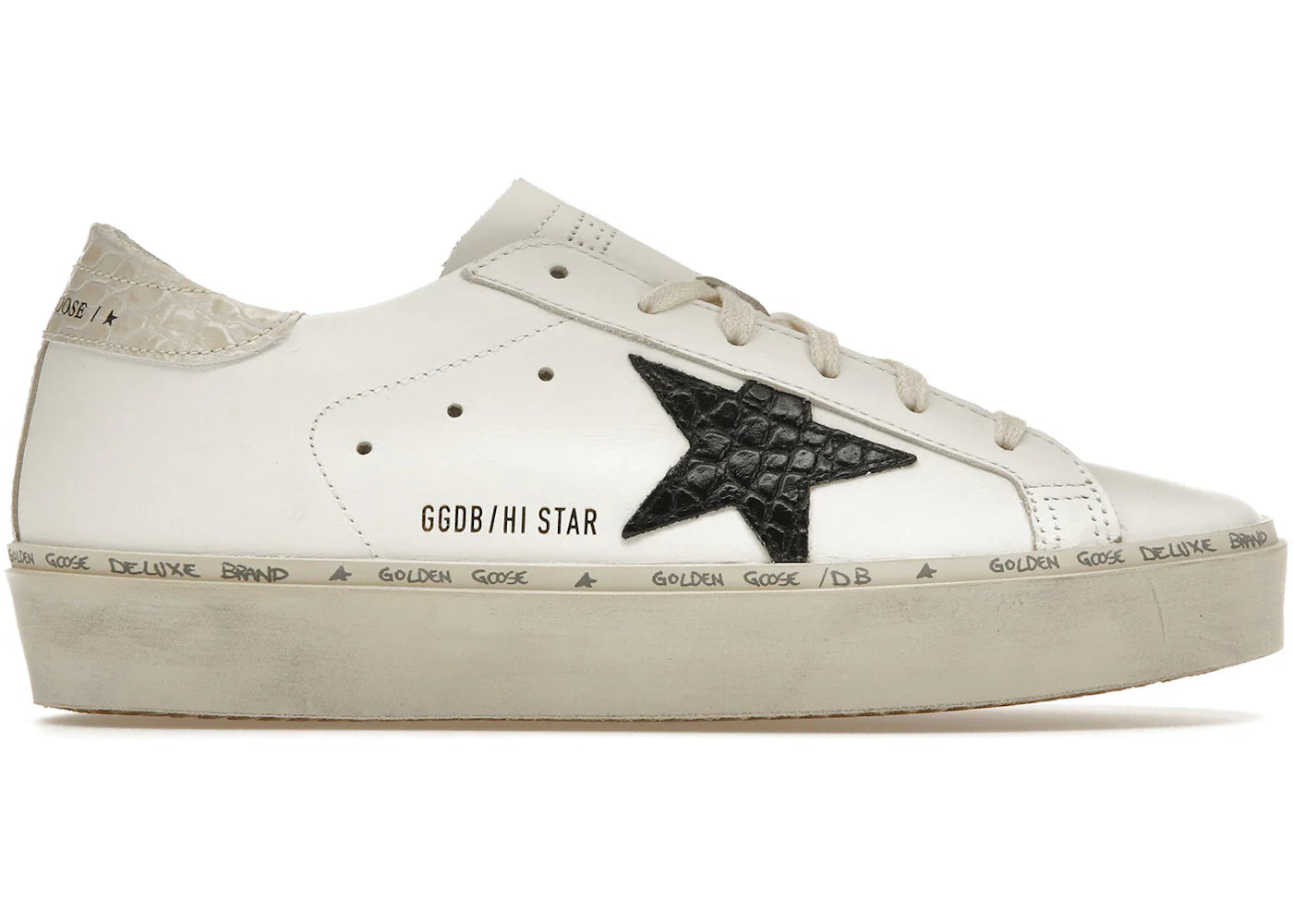 Golden Goose Hi Star White Black Star Womens