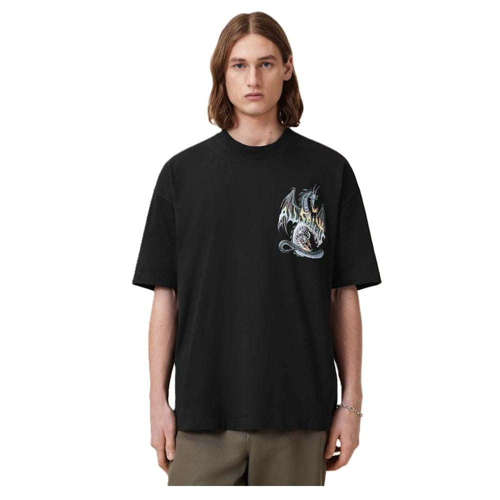 AllSaints Dragon Wave Oversized Short Sleeve T-Shirt - Black