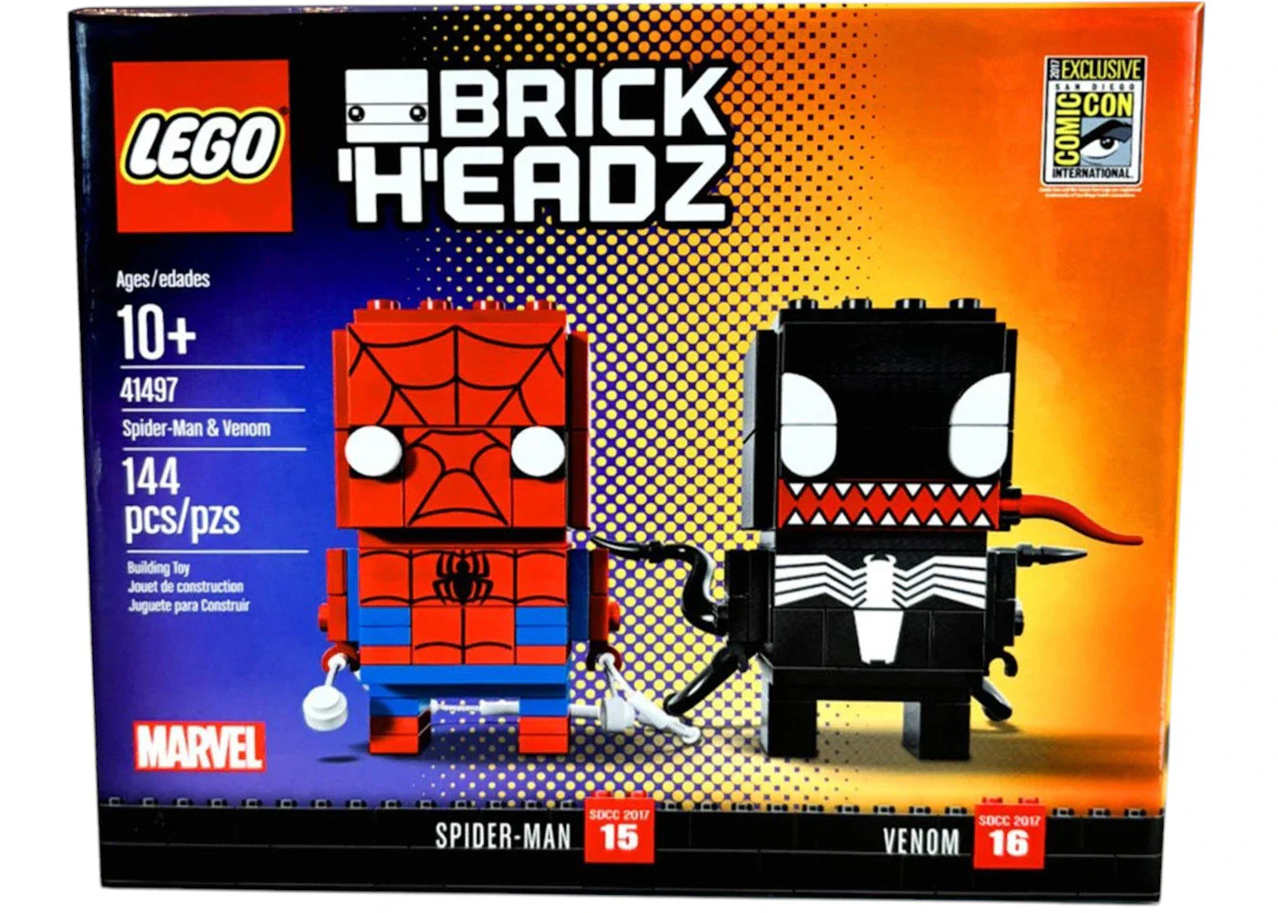Lego Brick Headz Spider-Man & Venom Sdcc 2017 Exclusive Set 41497