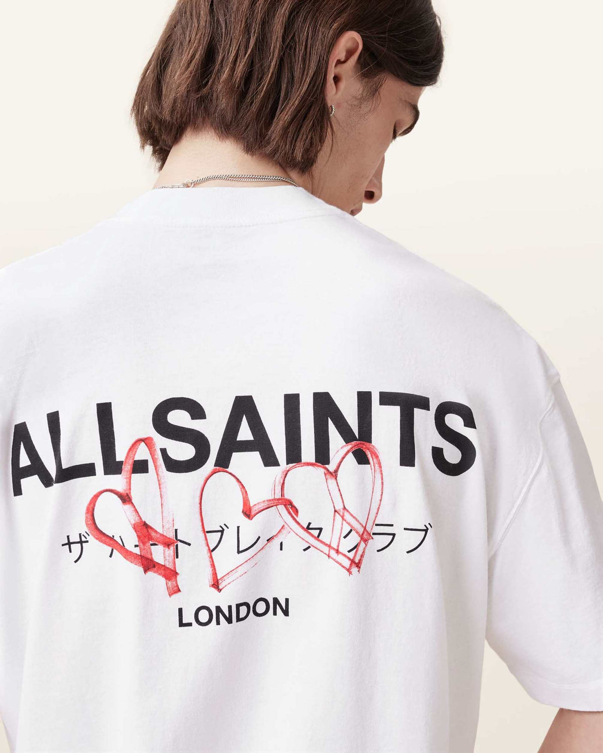 All Saints Amore Underground Oversized T-Shirt 'Aschweiß'