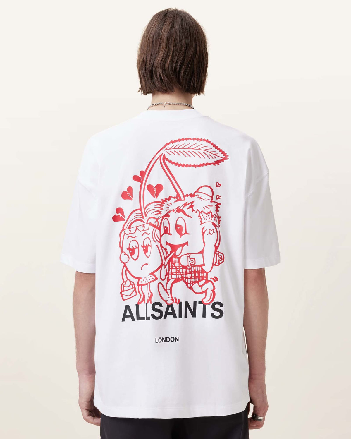 All Saints Break Up Oversized Crew Neck T-Shirt 'optic-white'
