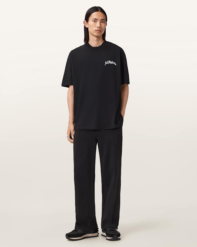 AllSaints Descent Oversized Graphic T-Shirt – Washed Black