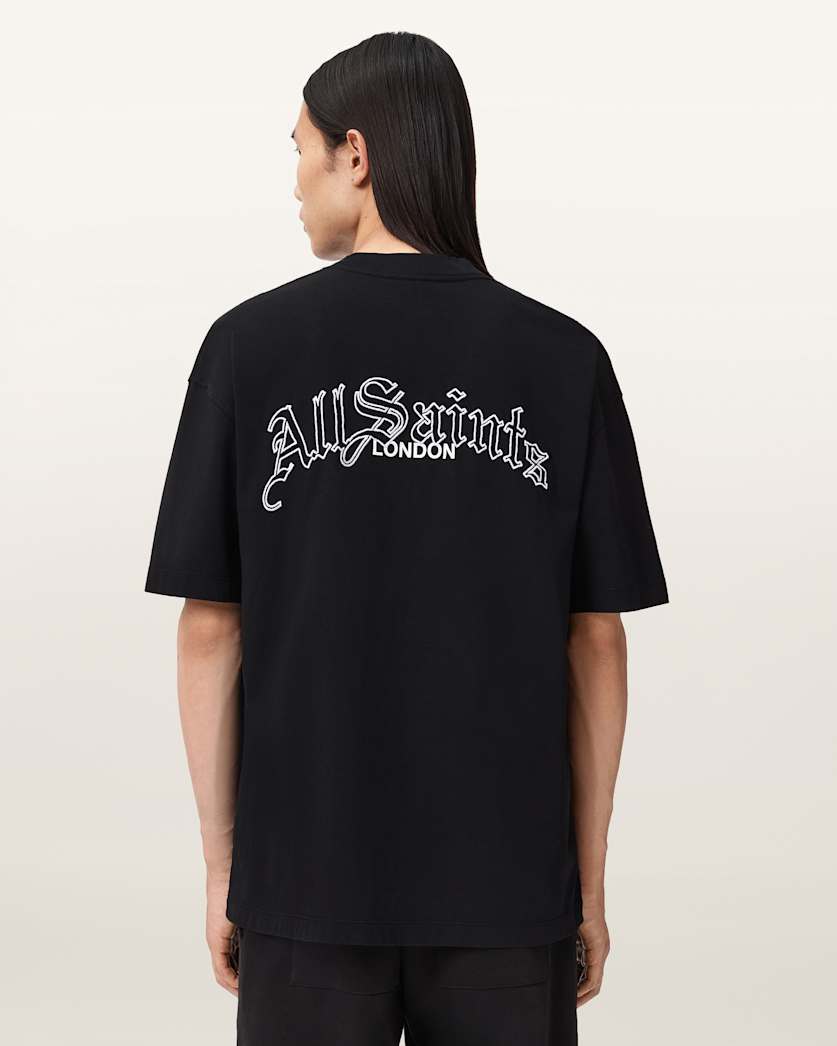 AllSaints Descent Oversized Graphic T-Shirt – Washed Black