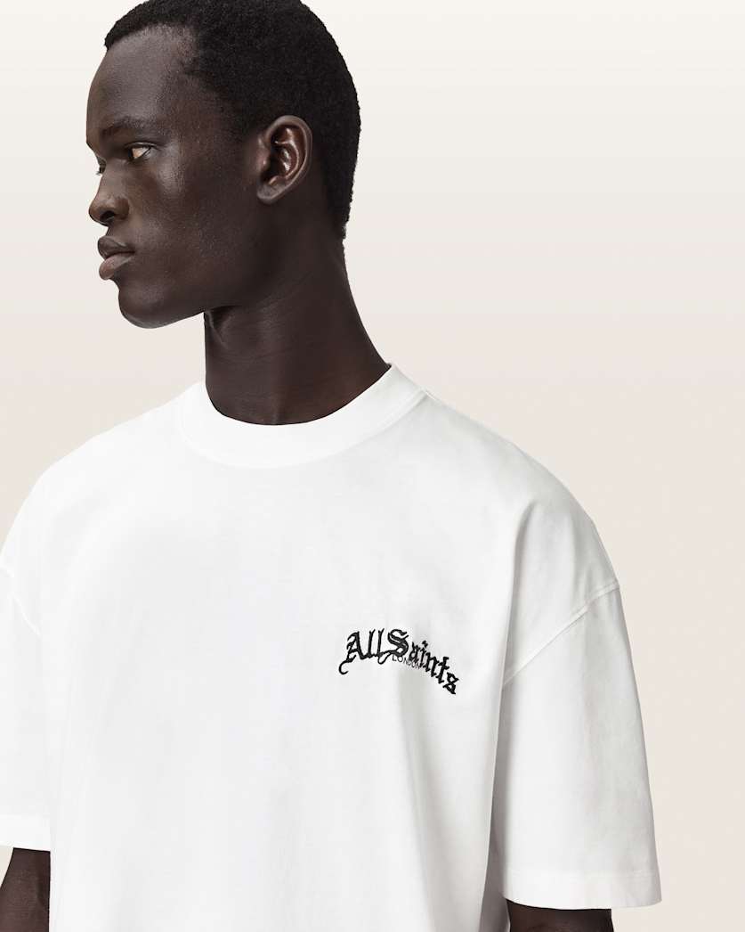 AllSaints Descent Oversized Graphic T-Shirt – Ashen White