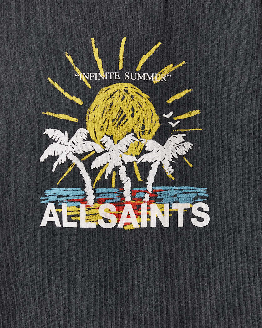 AllSaints Cove Crayon Graphic Oversized T-Shirt – Washed Black