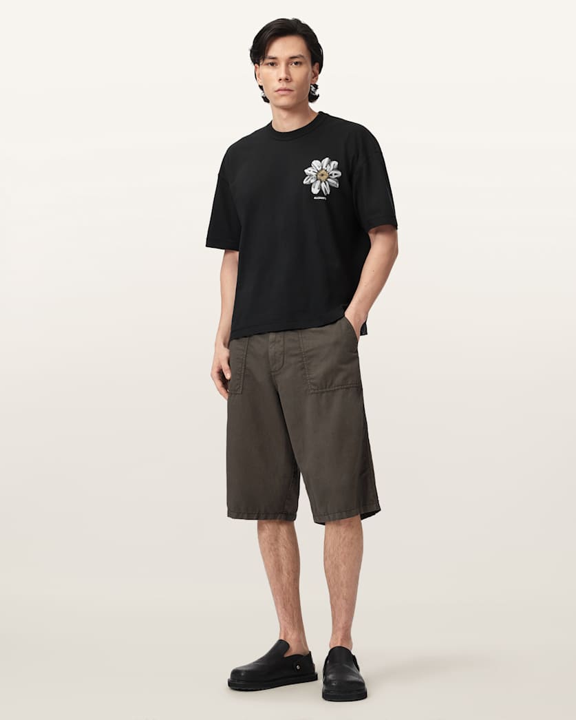 AllSaints Petals Boxy Short Sleeve Graphic T-Shirt – Washed Black