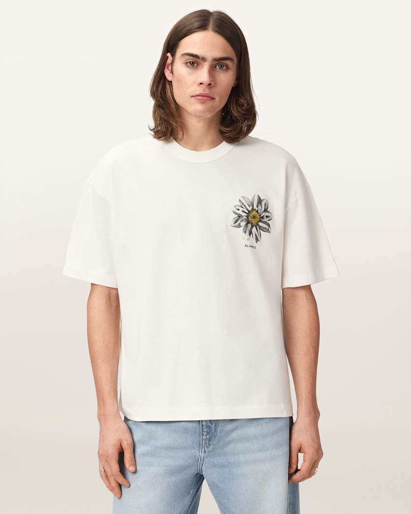 AllSaints Petals Boxy Short Sleeve Graphic T-Shirt – Chalk White