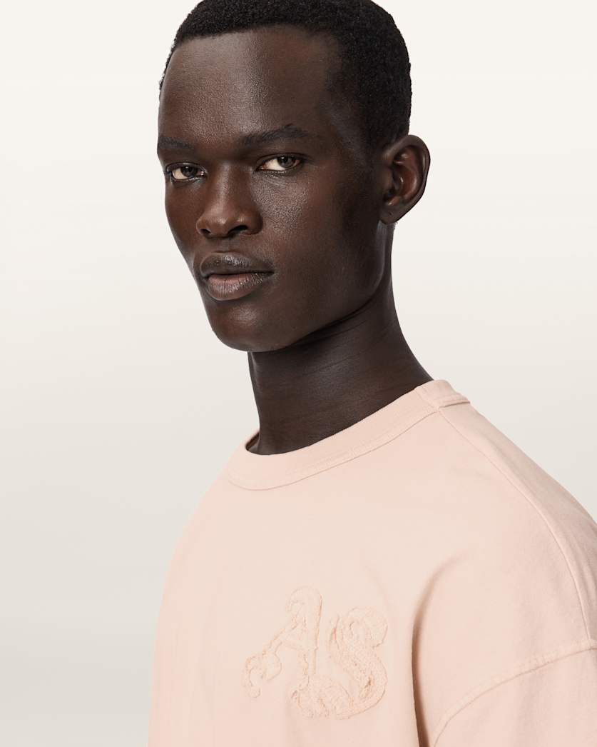 AllSaints Insignia Short Sleeve Cotton T-Shirt – Crystal Pink