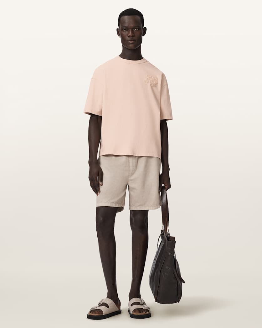 AllSaints Insignia Short Sleeve Cotton T-Shirt – Crystal Pink