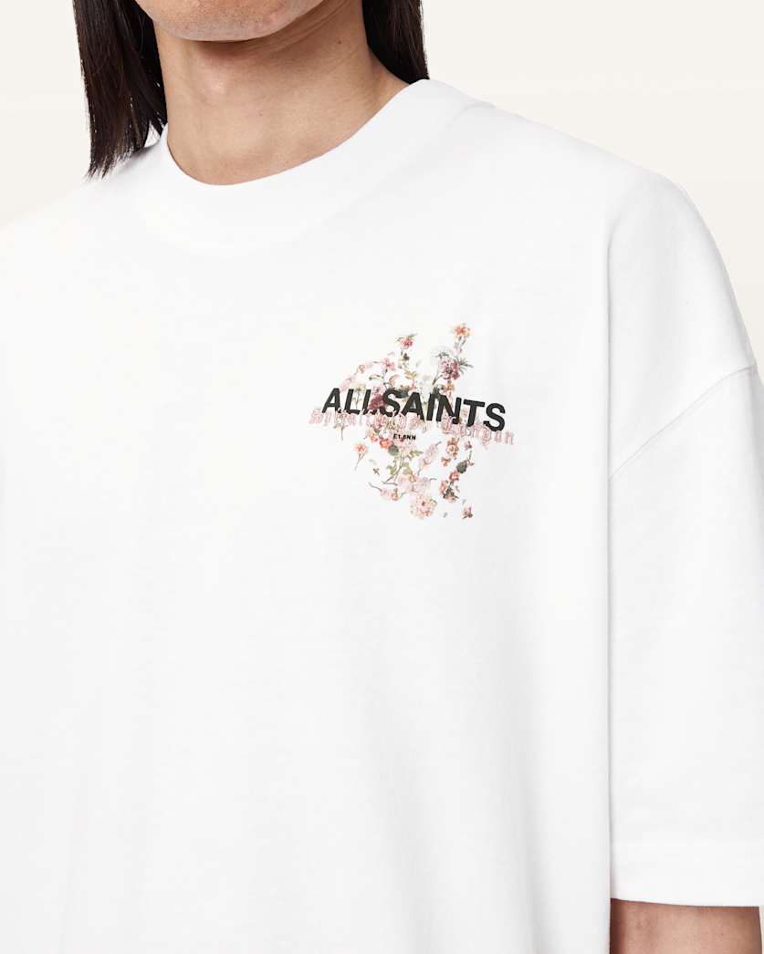 AllSaints Valen Oversized Graphic T-Shirt - Ashen White