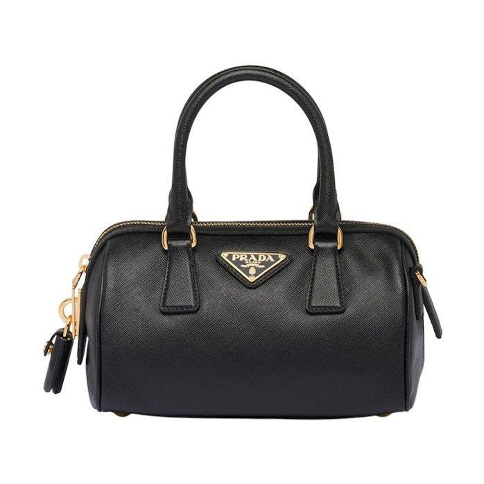 Prada Saffiano Leather Top Handle Bag Black