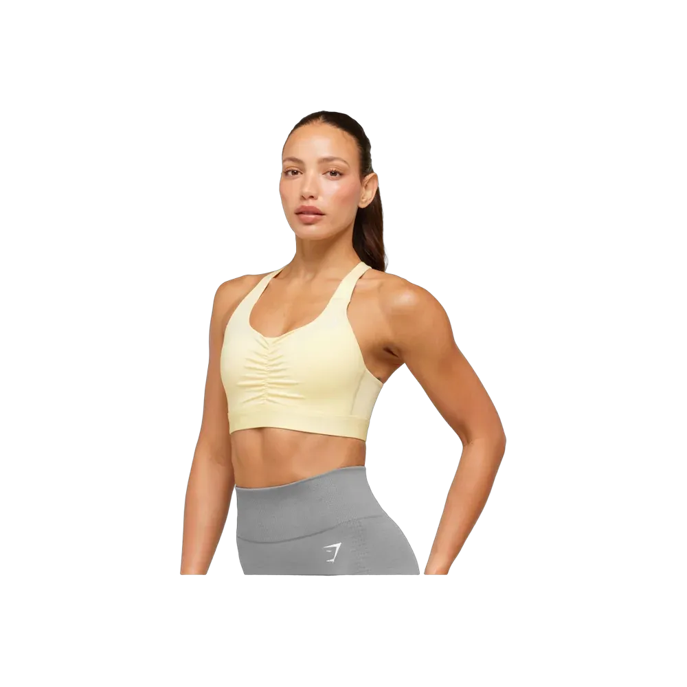 Gymshark High Support Ruched Sports Bra Butter Yellow