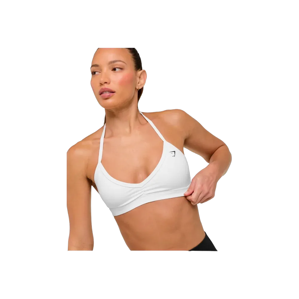 Gymshark Minimal Halterneck Sports Bra - Light Support White