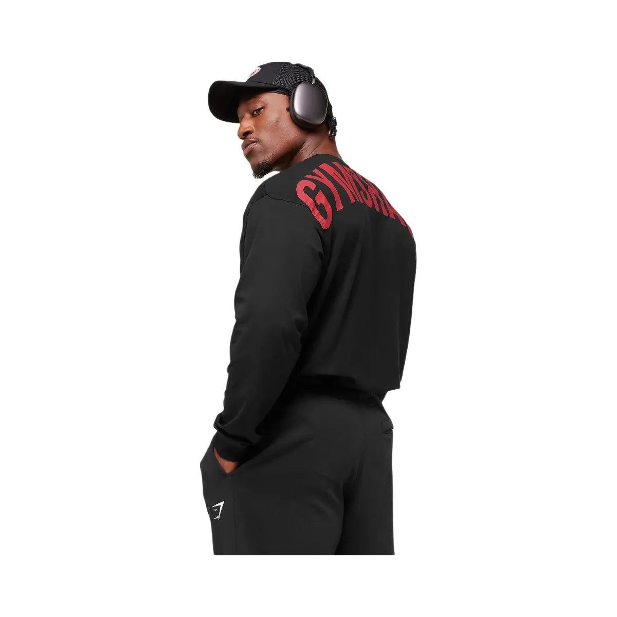 Gymshark Power Long Sleeve T-Shirt - Black/Conditioning Red