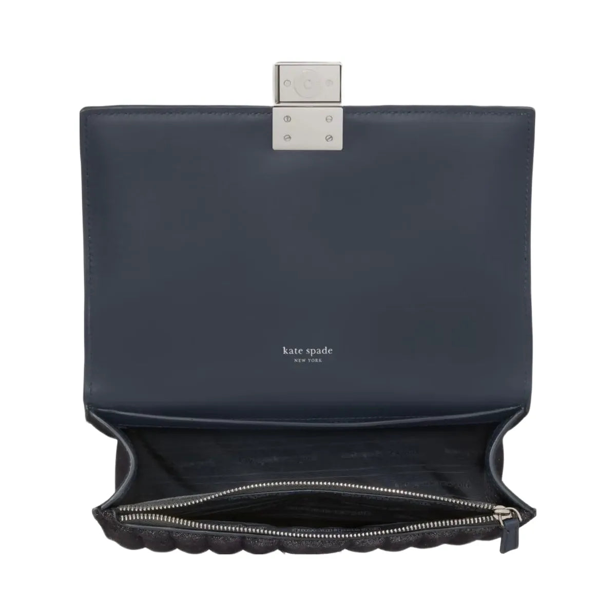 Kate Spade Deco Quilted Glitter Suede Chain Shoulder Bag Navy Multi