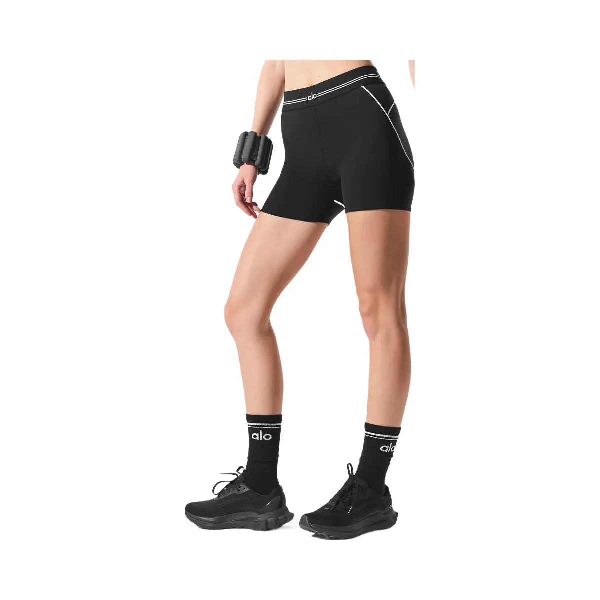 Alo Women's 4” Airbrush High-Waist Heart Throb Short - Black/White