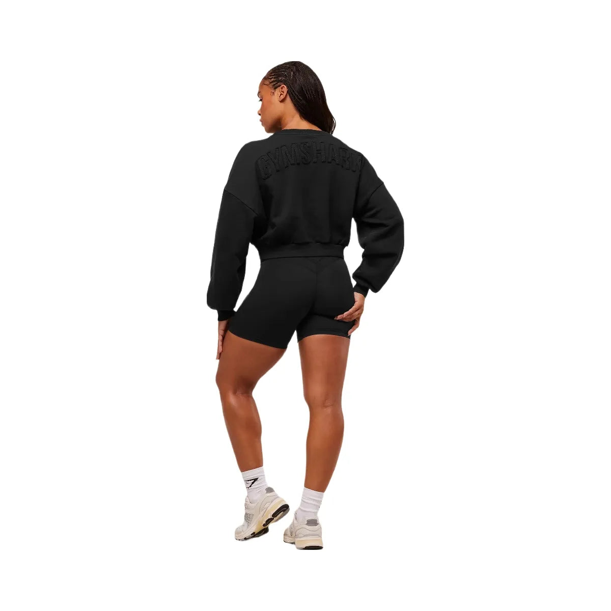 Gymshark Power Washed Sweat Top - Black/Acid Wash Small Ball