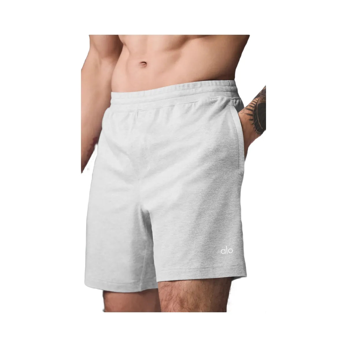 Alo Men's 7" Conquer React Performance Short - Athletic Heather Grey
