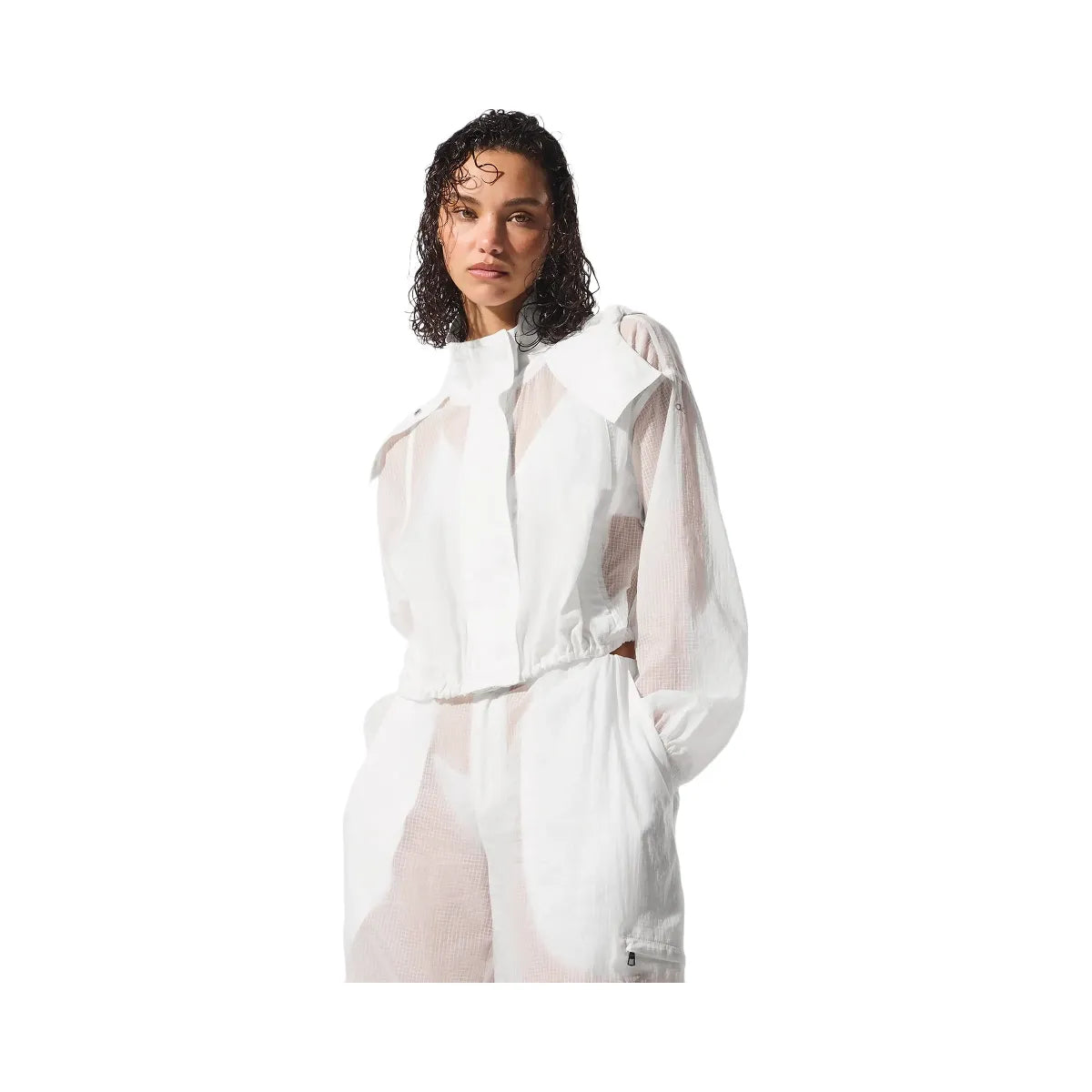 Alo Women's Cropped Game Time Full Zip Jacket - White