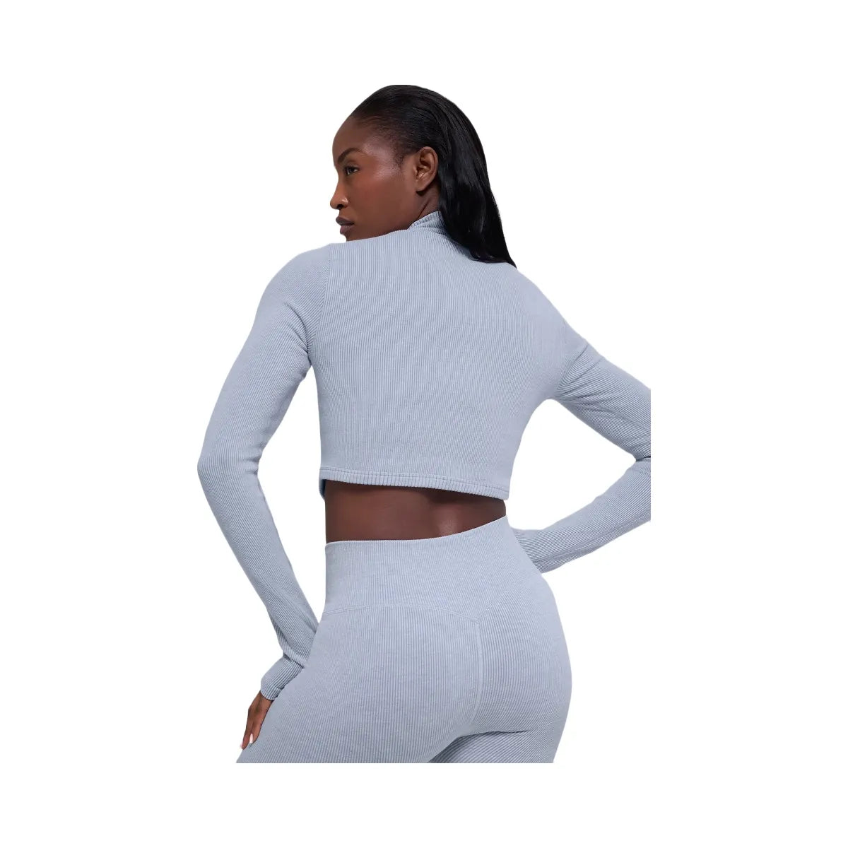 Alo Women's Seamless Two Tone Rib Jacket - Winter Frost Heather